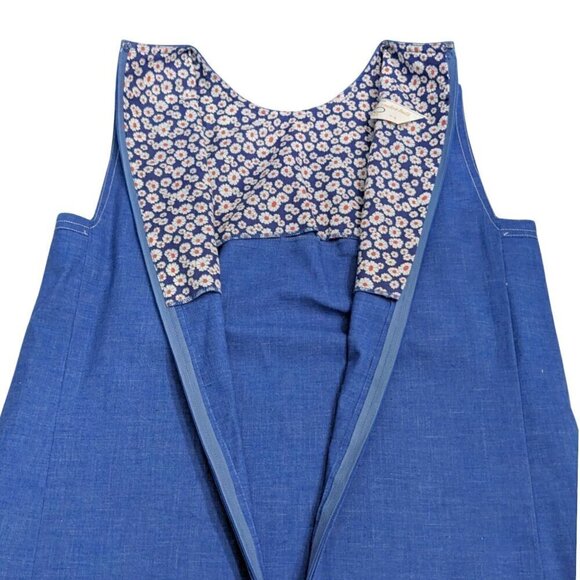Vintage 60s/70s SEATON HALL Blue Sleeveless Teen Schoolgirl Pinafore Size 7/8 - Picture 6 of 8
